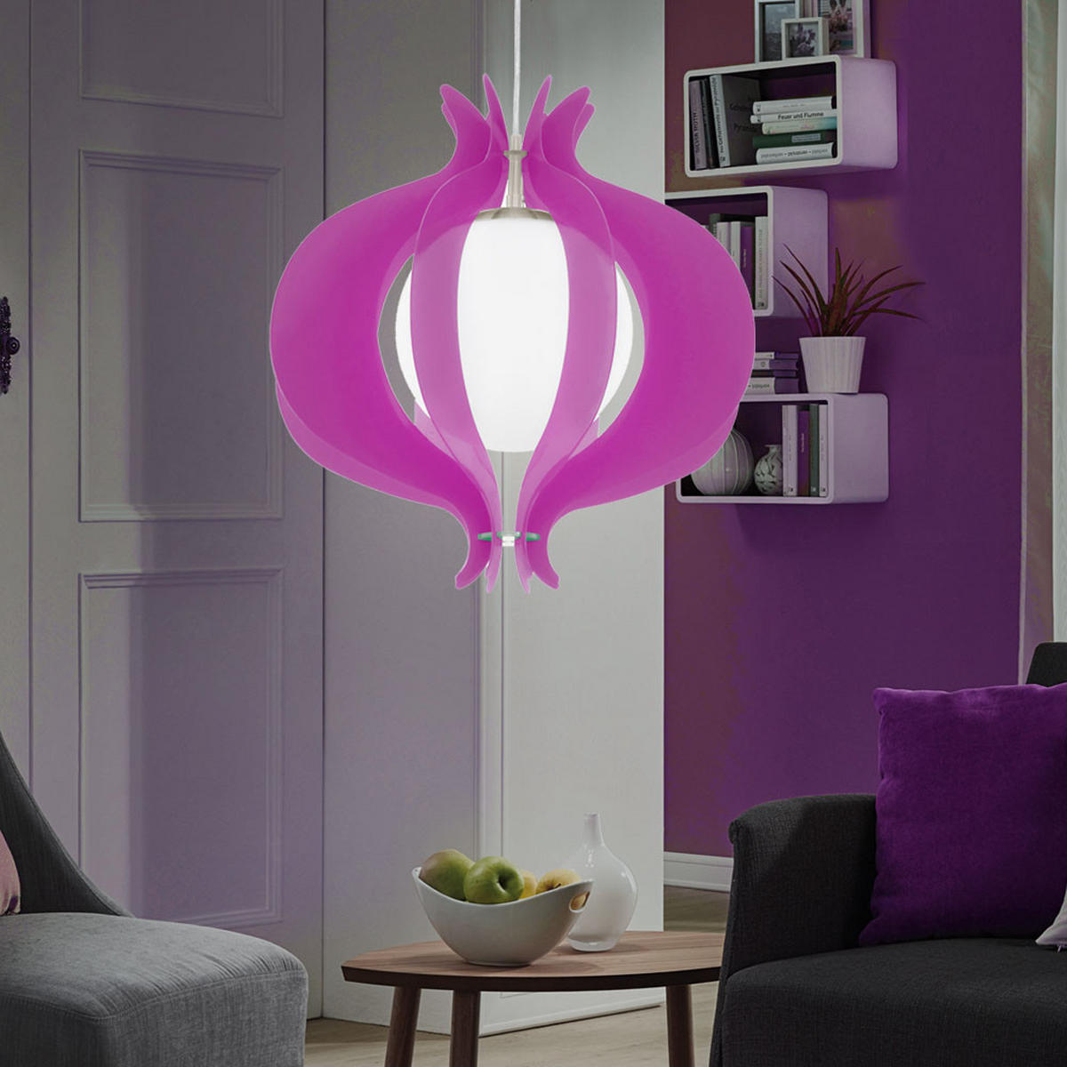 LED HÄNGELEUCHTE TALLEGO Lila Metall Glas - Lila, Metall (42/42/110cm)