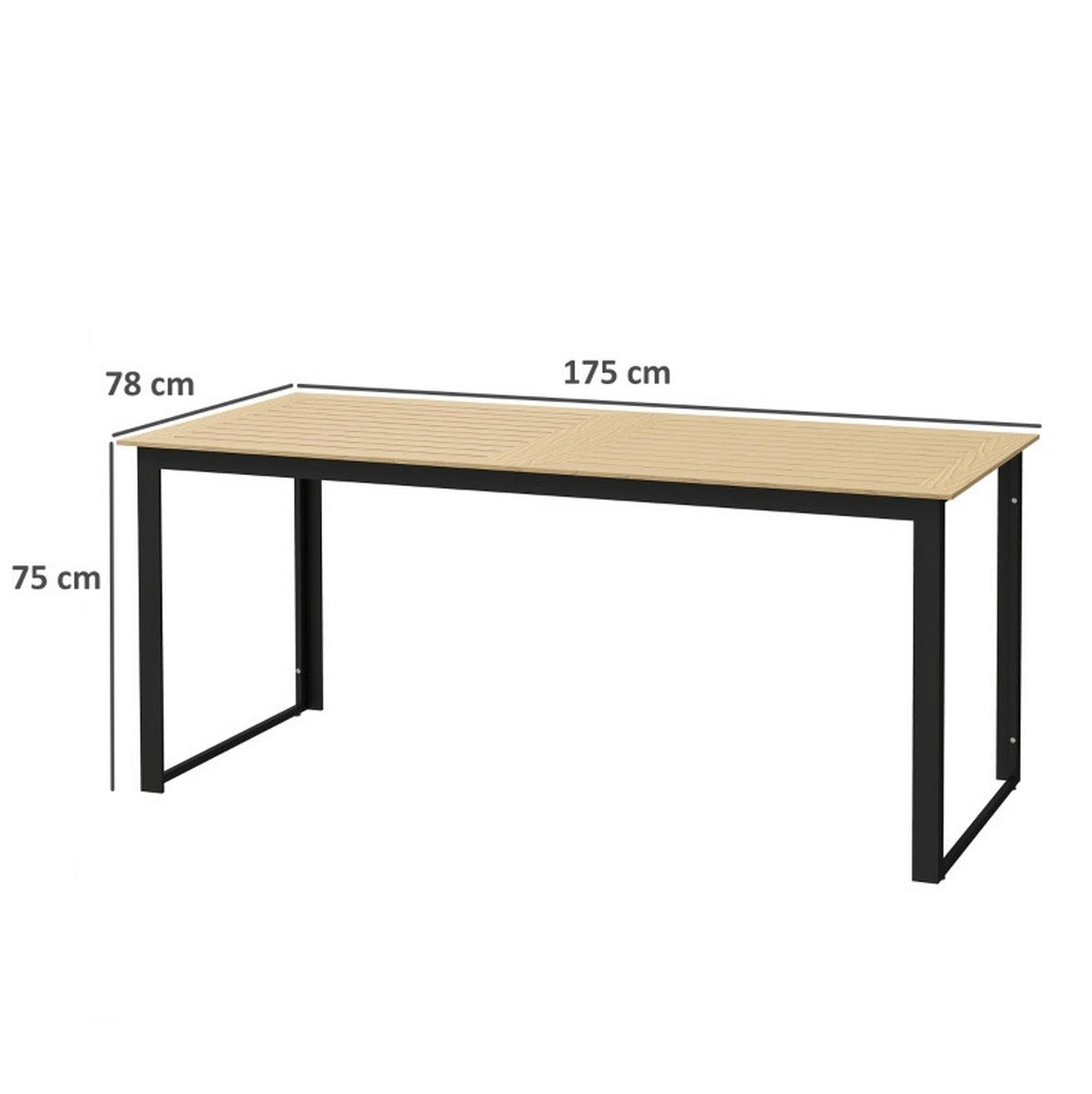 GARTENTISCH 175/78/75 cm für 6 Personen mit Holzoptik und wetterfestem Metallgestell, Teak - Naturfarben, Metall (175/78/75cm) - Redom