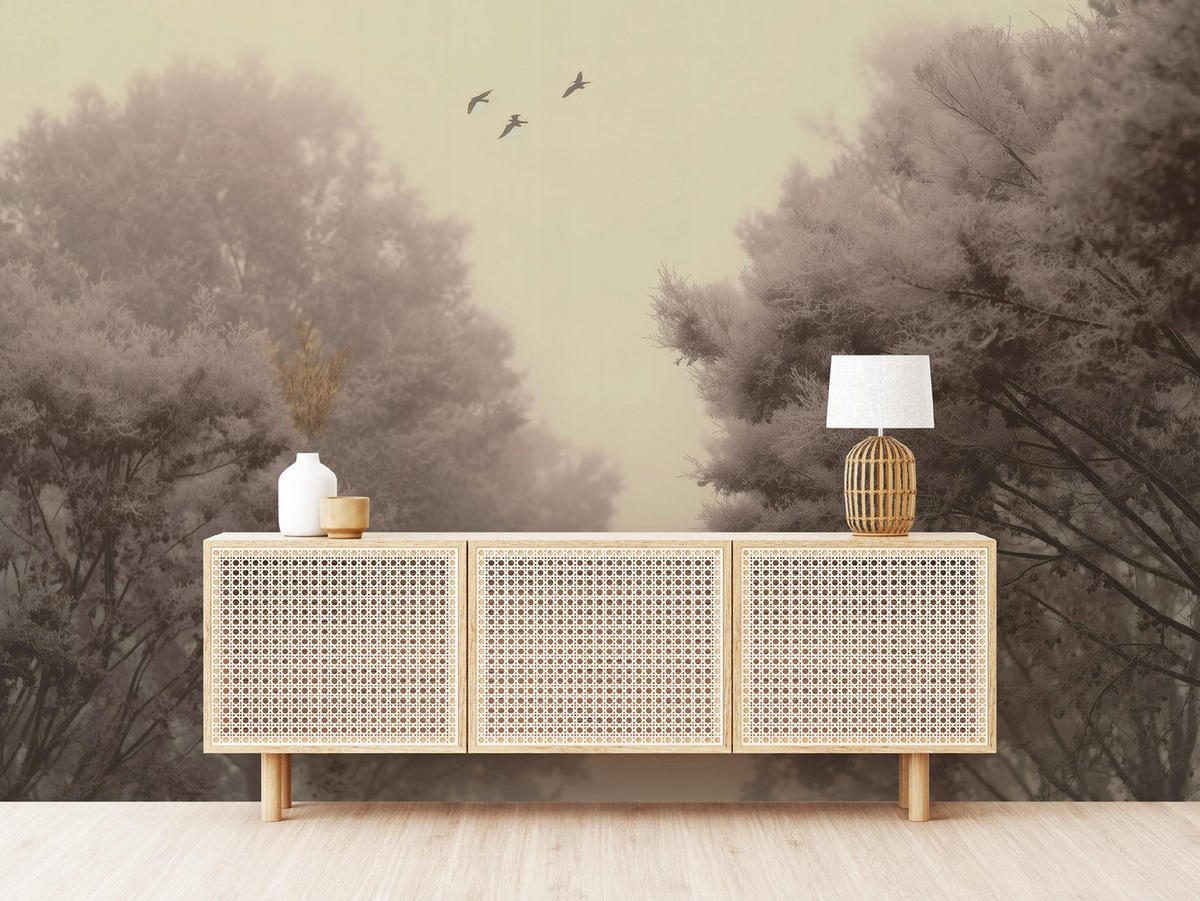 FOTOTAPETE Wald Bäume Beige 250x175 cm - Multicolor, Papier (250/175cm) - Wallarena