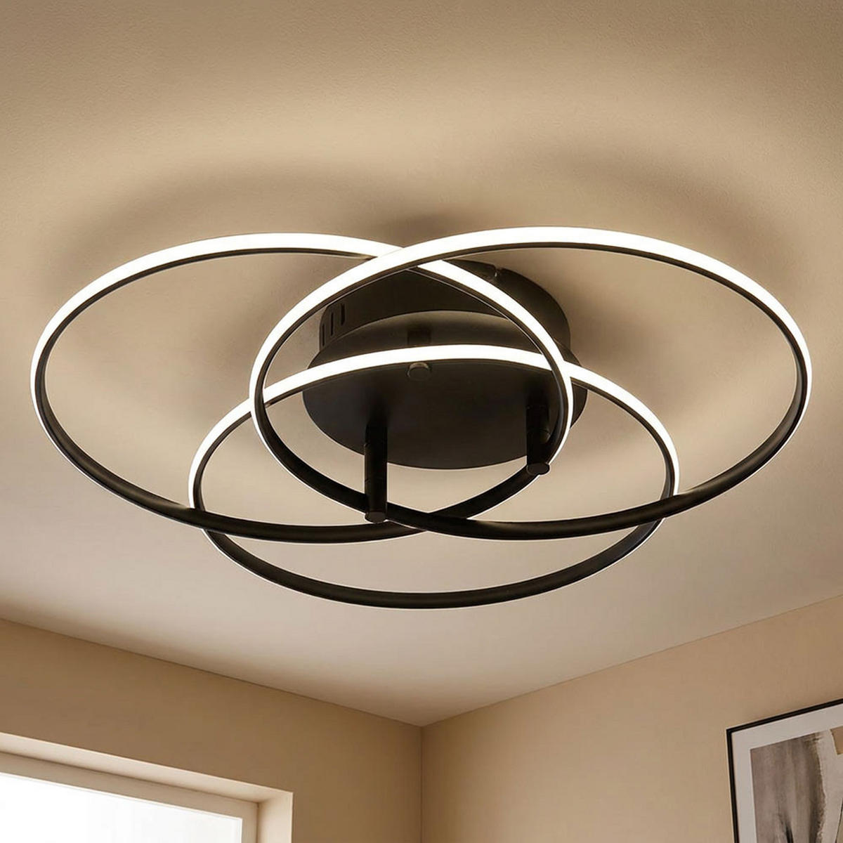 LED DECKENLEUCHTE Metall Schwarz Opal - Schwarz, Metall (45.6/45.6/9.4cm) - Globo Lighting