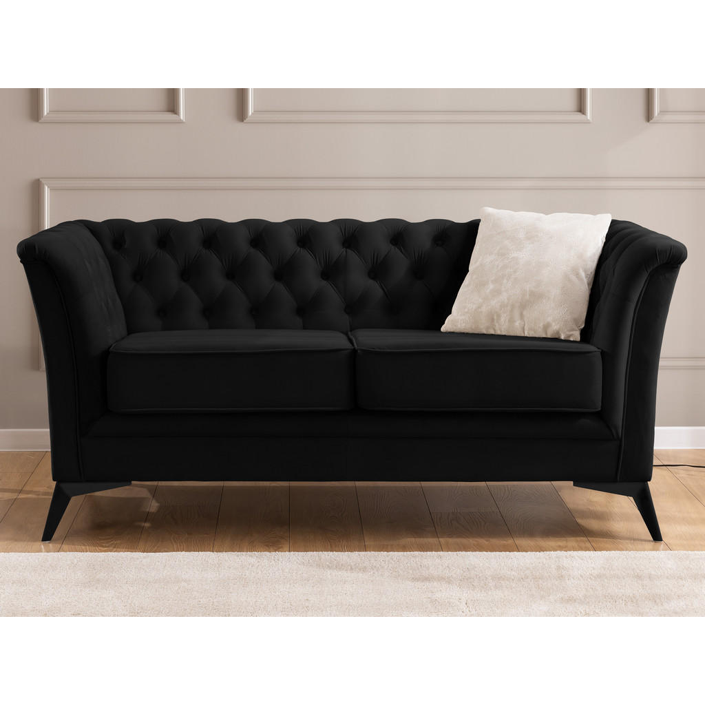 Thumbnail - S-Style Möbel Sitzgarnitur, Schwarz, Textil, Echtholz,Birke, Buche, 5-Sitzer, Füllung: Polyetherschaumkern, 175x78x82 cm...