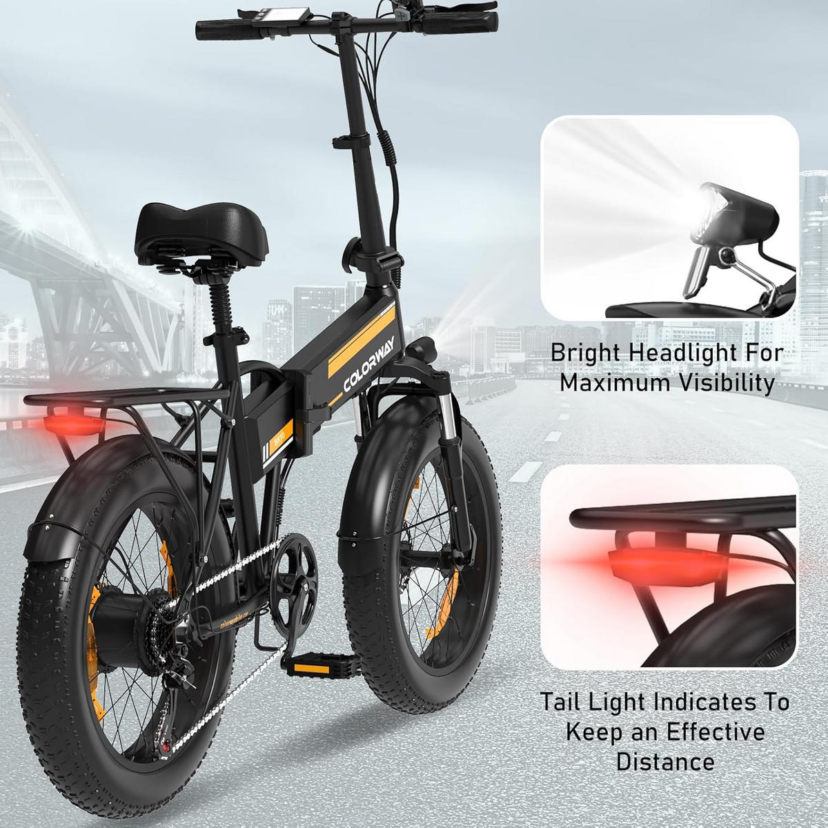 E-BIKE Klapprad BK10S 20"×4.0", 432 Wh, 7-Gang, Aluminiumrahmen - Schwarz, Metall (30cm) - COLORWAY