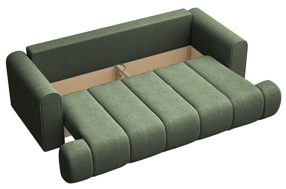 3-SITZER-SOFA Dandelino Grün mit Schlaffunktion - Schwarz/Grün, Kunststoff/Textil (250/90/112cm) - Selsey