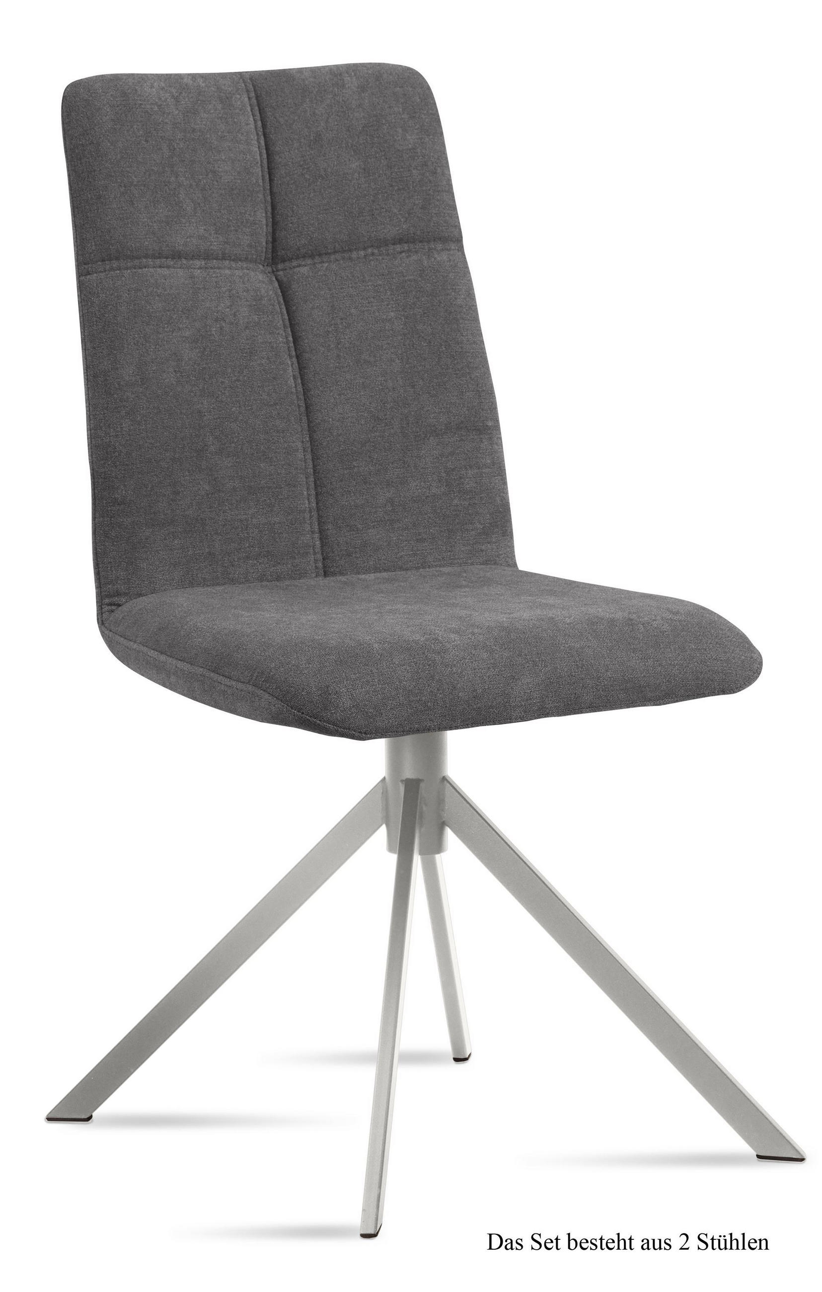 ESSZIMMERSTUHL (2er-Set) Dorine 47x92x60 Edelstahl/Grau - Edelstahlfarben/Grau, Kunststoff (60/92/47cm) - 58aufmkessel