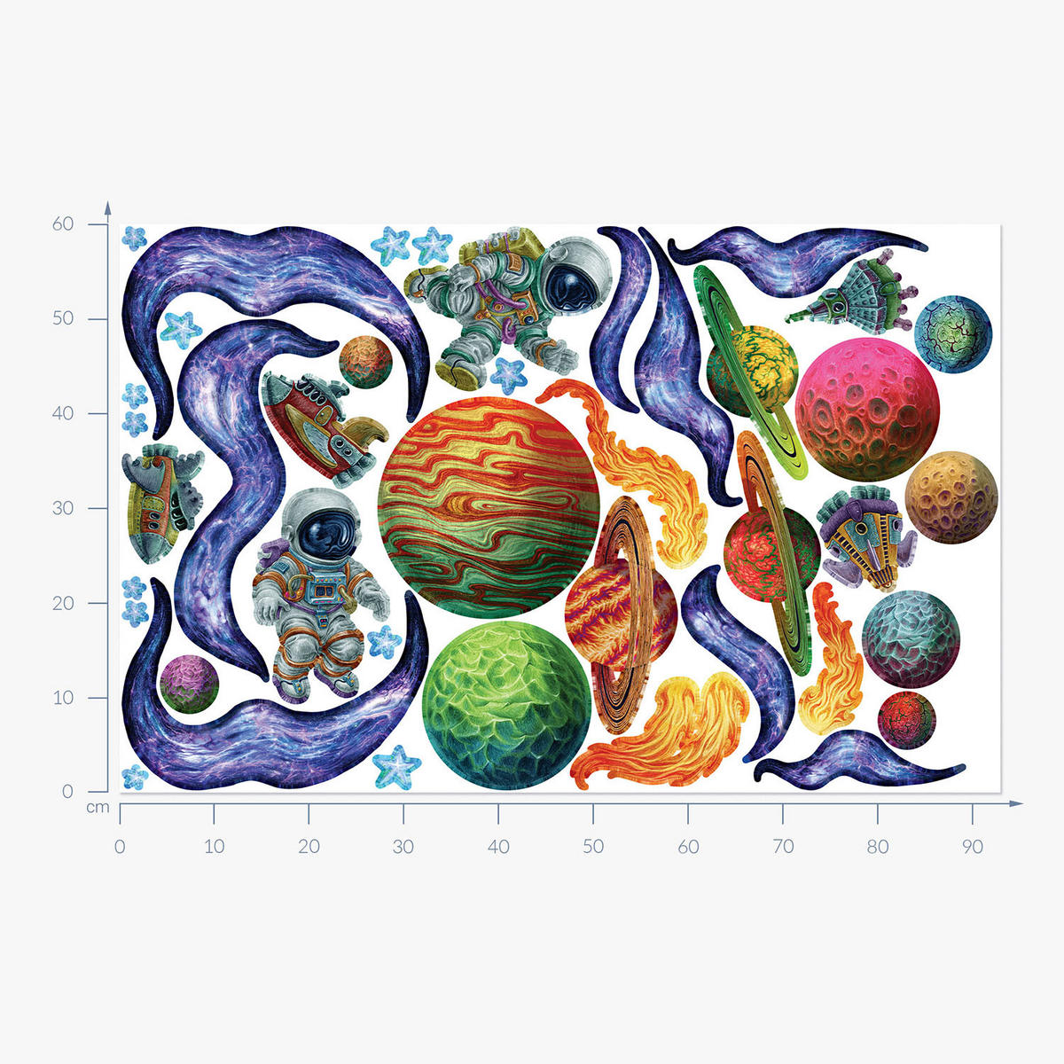 WANDAUFKLEBER 60x93cm - Farbenfroher Raum - Multicolor, Kunststoff (60/93/0.1cm) - Wallfluent