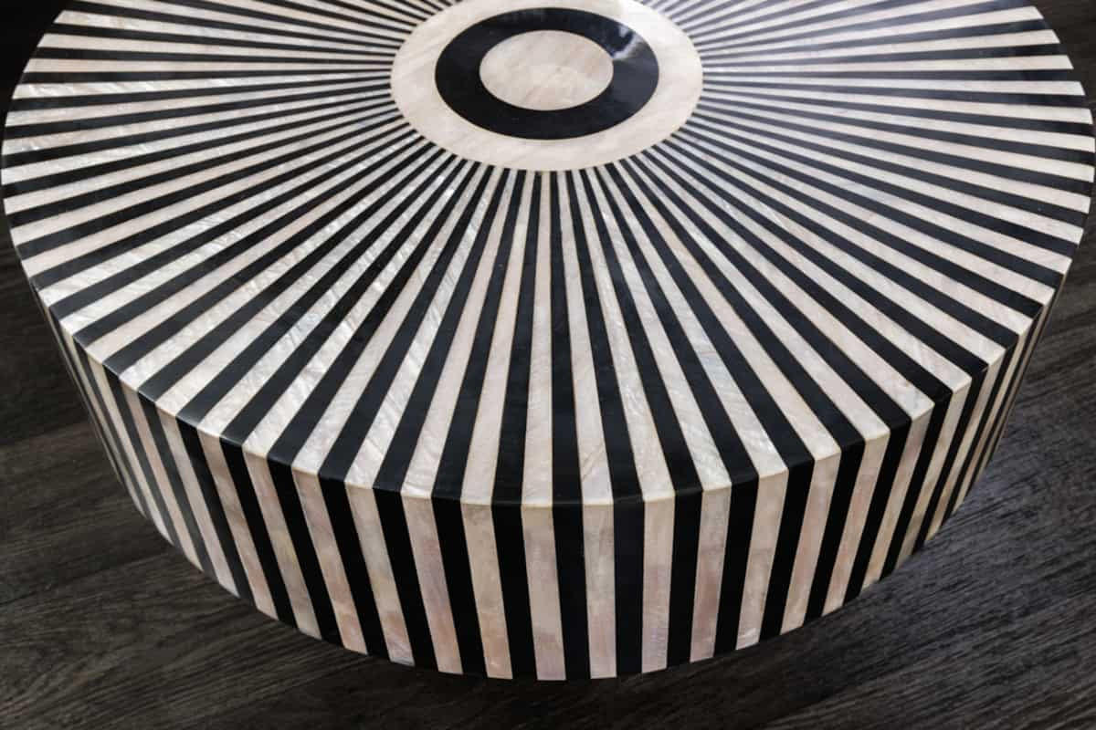 COUCHTISCH HARMONY NATURE rund Schwarz|Weiß 60cm - Schwarz/Weiß, Kunststoff/Metall (60/60/35cm) - riess-ambiente