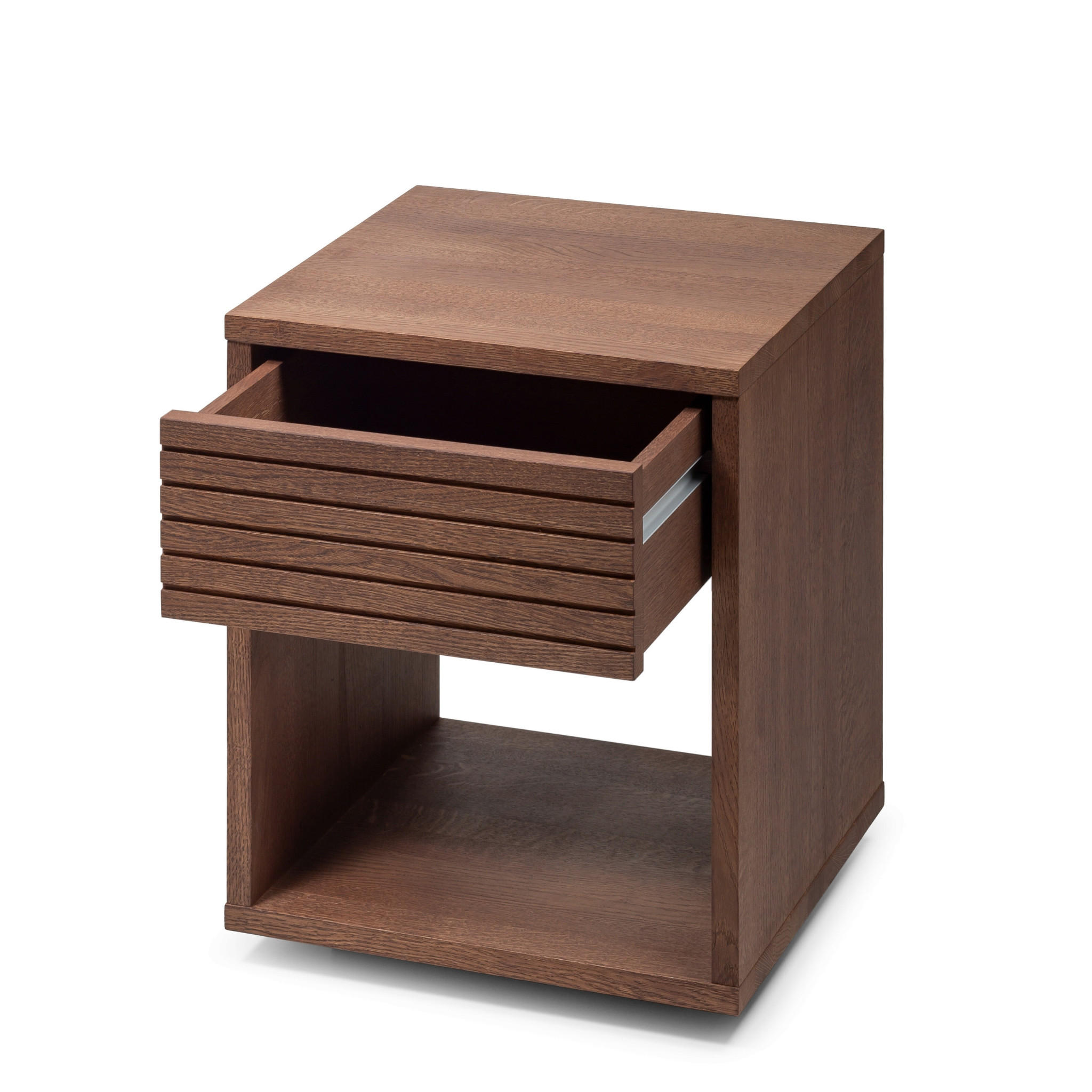 NACHTTISCH Emma aus Eichenholz und Walnuss-Oberfläche - Braun, Holz (40/50/38cm) - WOODEK