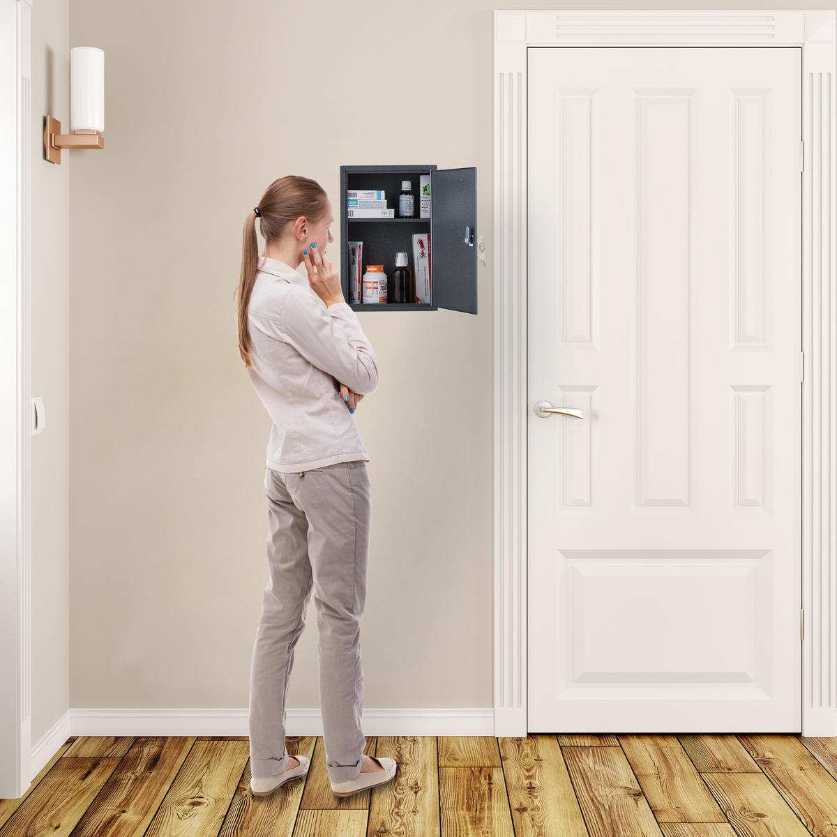 MEDIZINSCHRANK - Grau, Metall (21.5/32/9.5cm) - Relaxdays