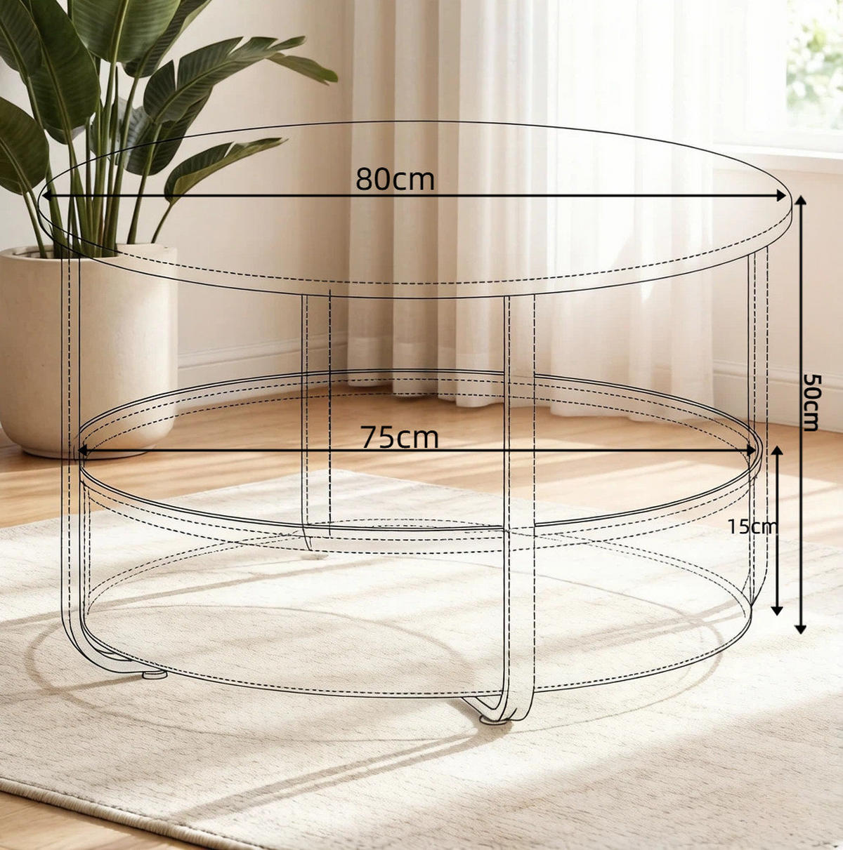 COUCHTISCH aus Metall und Spanplatte 80x80x50 cm Beige/Weiß mit Canvas-Korb - Beige, Textil (80/80/50cm) - IVMEU