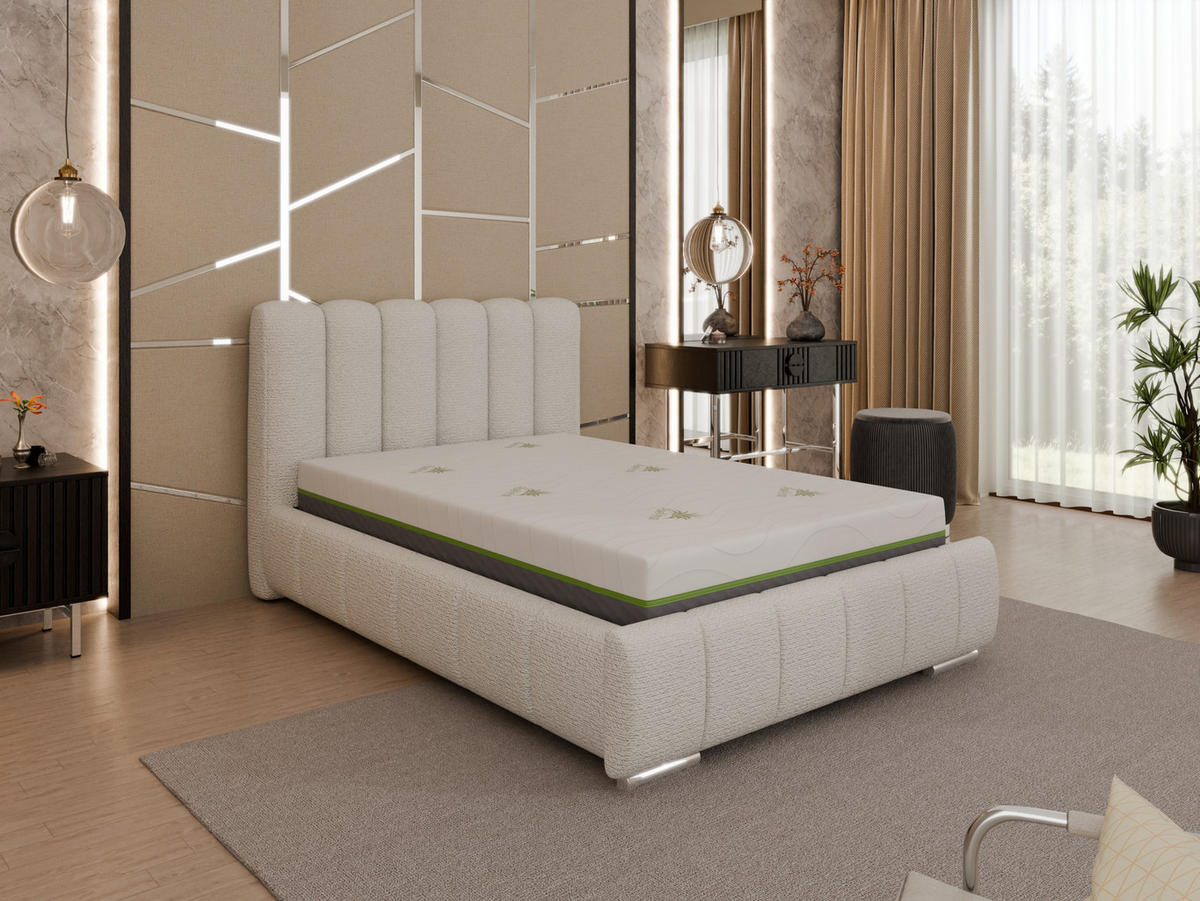 POLSTERBETT Zaira 120x200cm – Elegantes Polsterbett für modernen Wohnstil , ZONIERTE TASCHENFEDERN KOKOS (21cm), cappuccino - Cappuccino, Holz (120/200cm) - Homesy