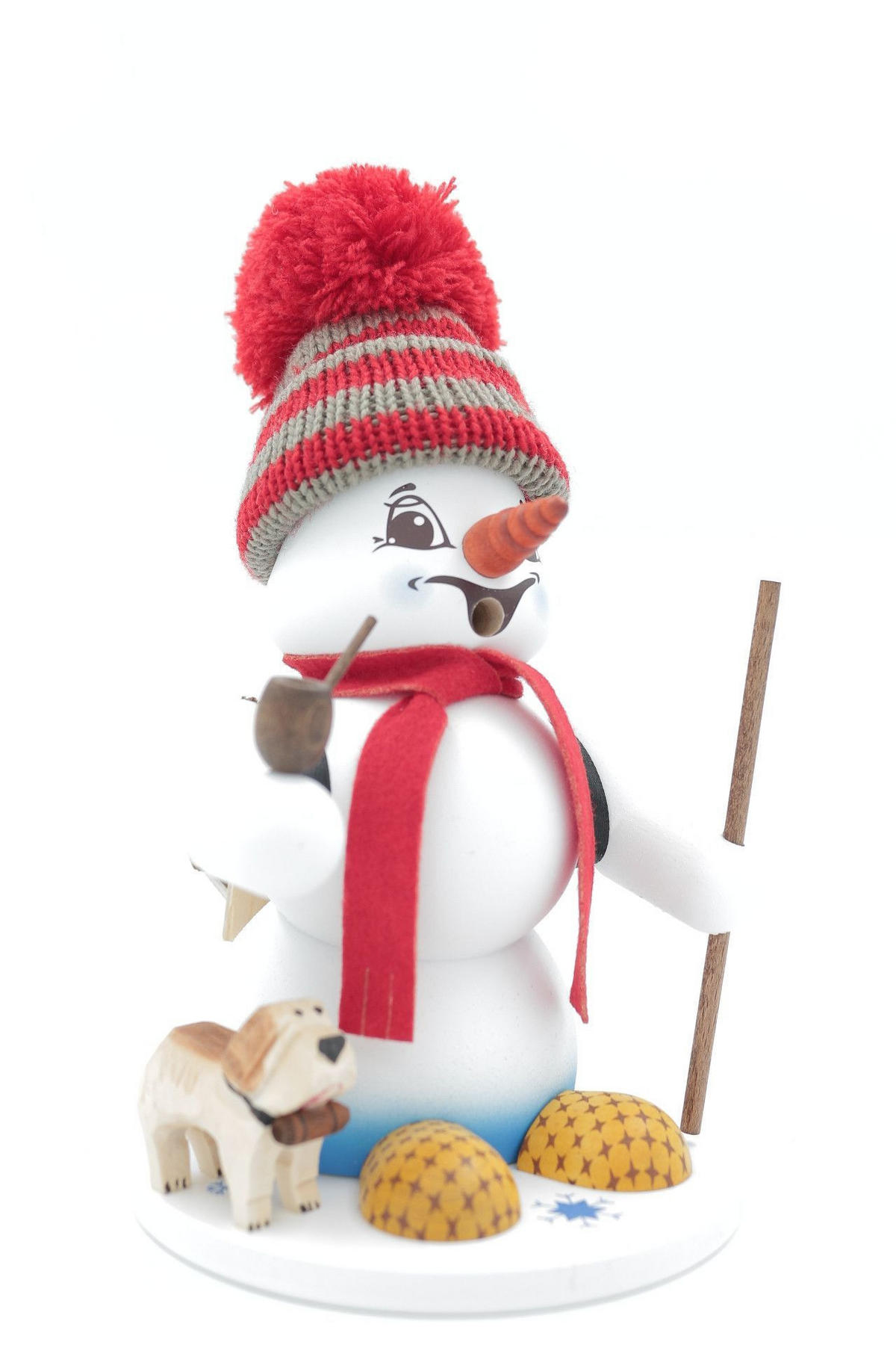 RAUCHFIGUR Schneemann Weiß Schneemann mit Hund 19 cm - Multicolor, Holz (15/19/0.1cm)