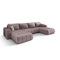 ECKSOFA mit schlaffunktion und bettkasten MILO U PREMIUM, stoff MONOLITH, Lila - Violett, Holz (384/190cm) - Kaiser Möbel