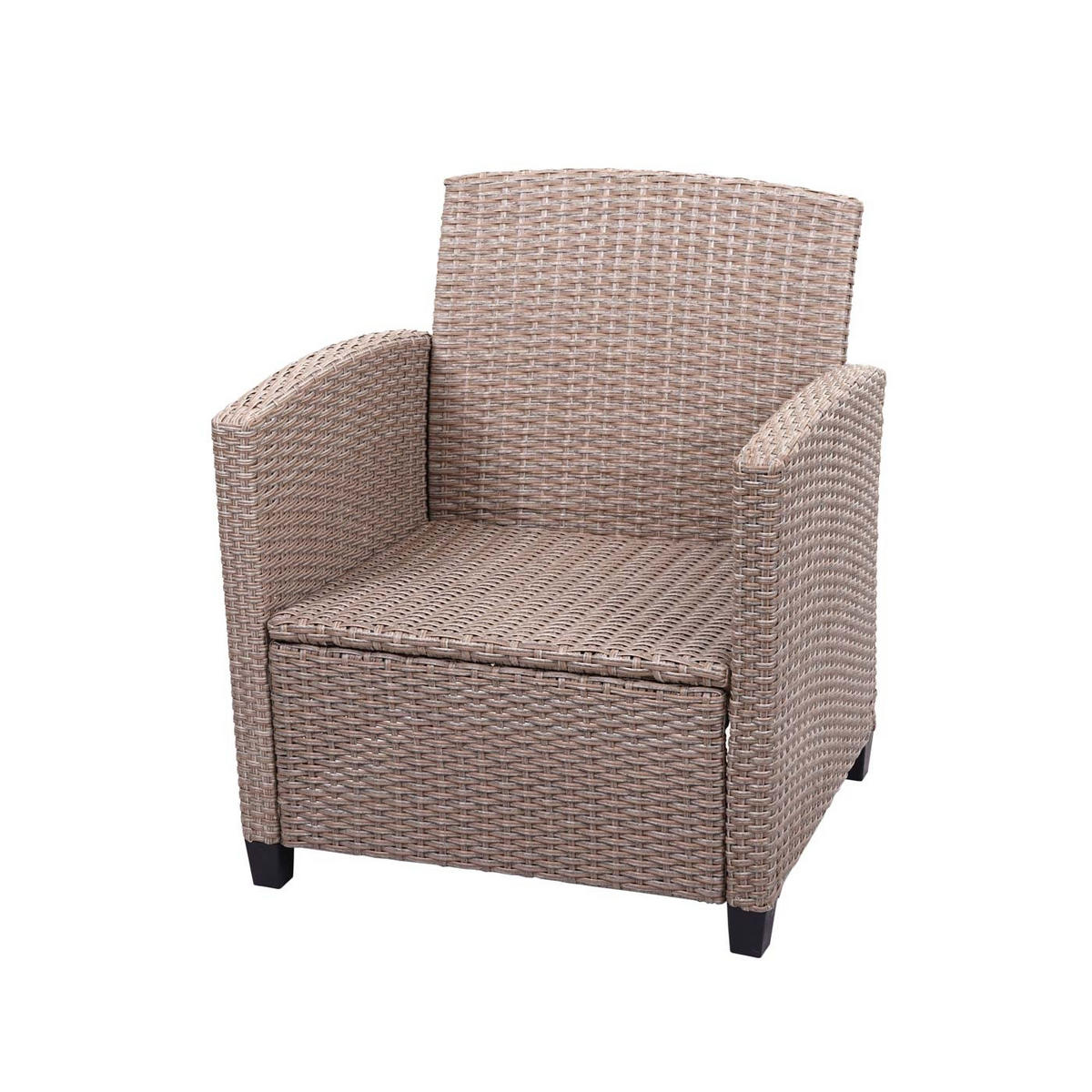 XXL POLY-RATTAN GARNITUR 4-TLG Braun - Braun, Kunststoff - MCW