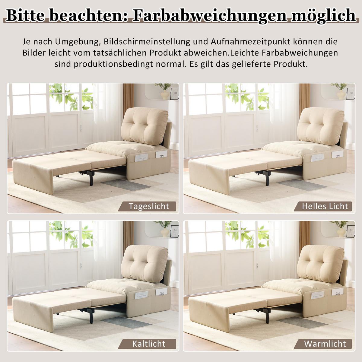 SCHLAFSOFA 92/81.5/90 cm Beige mit Aufbewahrungstasche - Beige, Textil (81.5/90/195cm) - Oxeza