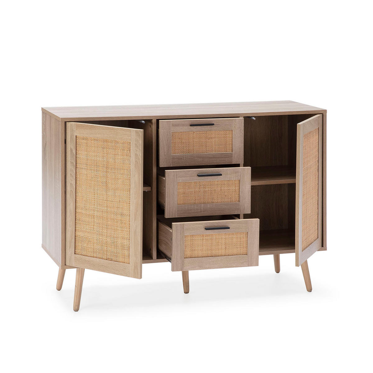 SIDEBOARD Dalia 3 Schubladen 2 Eichentüren - Honigeiche, Holzwerkstoff (120/81/40cm)
