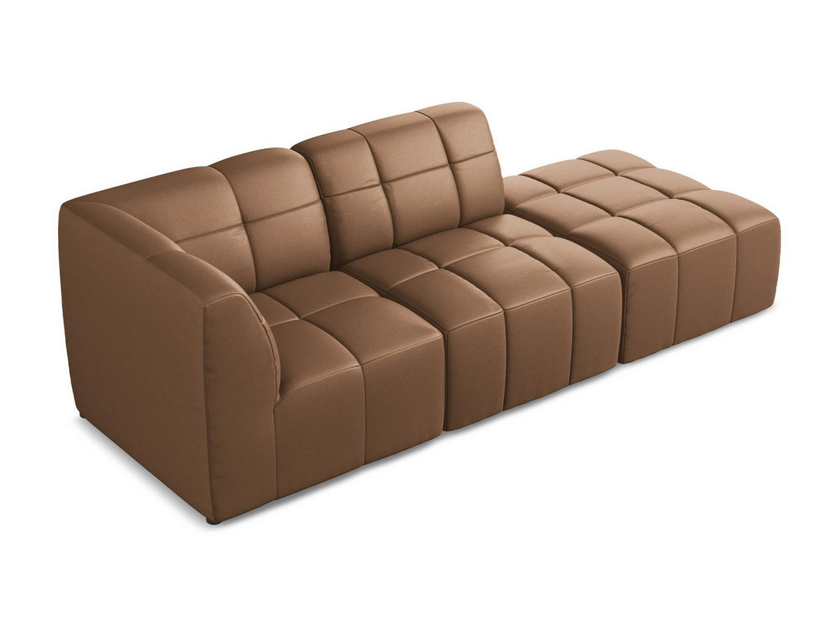 ECKSOFA Rechts Kunstleder Braun - Schwarz/Mokka, Holzwerkstoff/Kunststoff (240/90cm) - Makamii