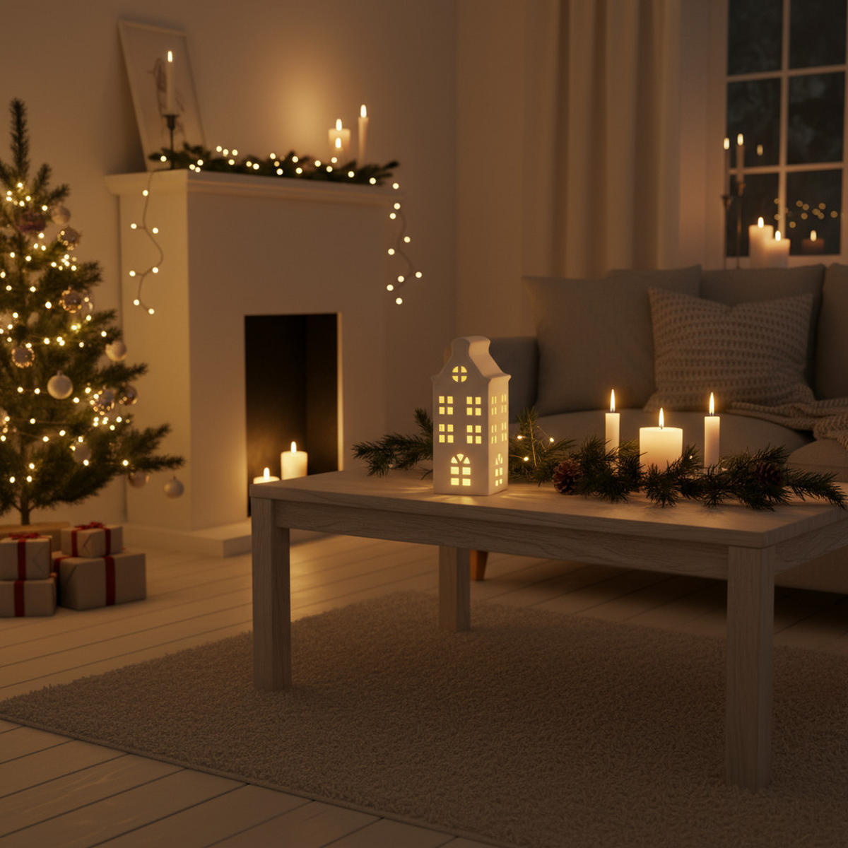 HAUSLAMPE LED 31 cm - Weiß, Keramik (6.2/31/11.7cm) - Home Styling Collection