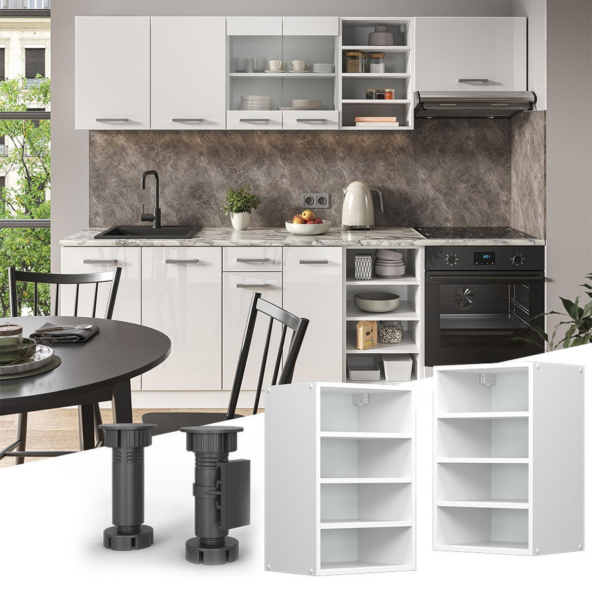 DULAP DE PERETE R-Line Alb 40 cm - alb, compozit lemnos (40/60/29cm) - Vicco