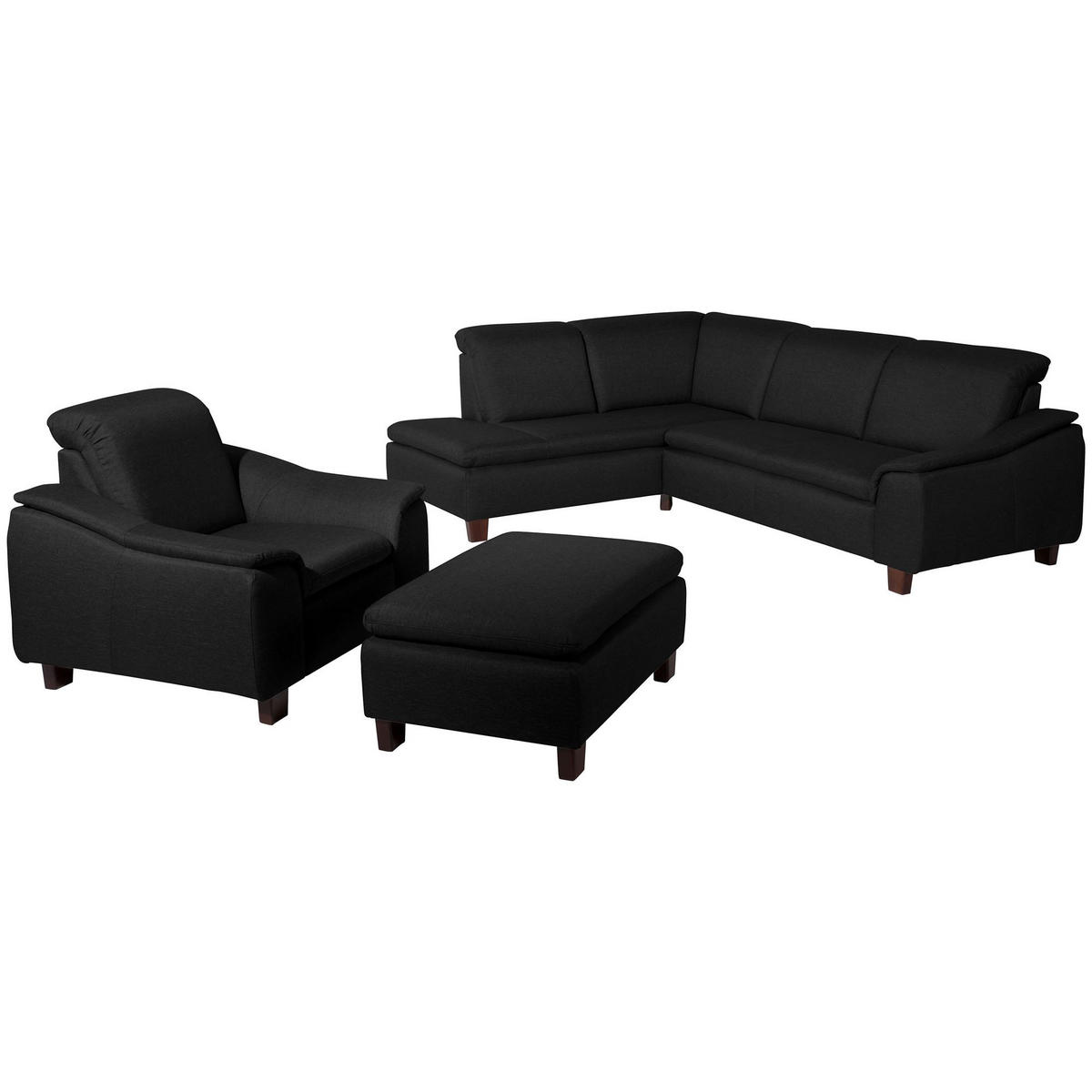 ECKSOFA mit Ottomane links Kaylil Flachgewebe schwarz - Schwarz, Kunststoff (187/247cm) - 58aufmkessel