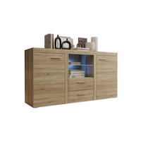 KOMMODE London LRK mit 2 Türen, Sideboard in Farbe: Hellbraun, Größe: 156 x 82 x 40 cm - Hellbraun, Holzwerkstoff (156/82/40cm) - O-Sofa