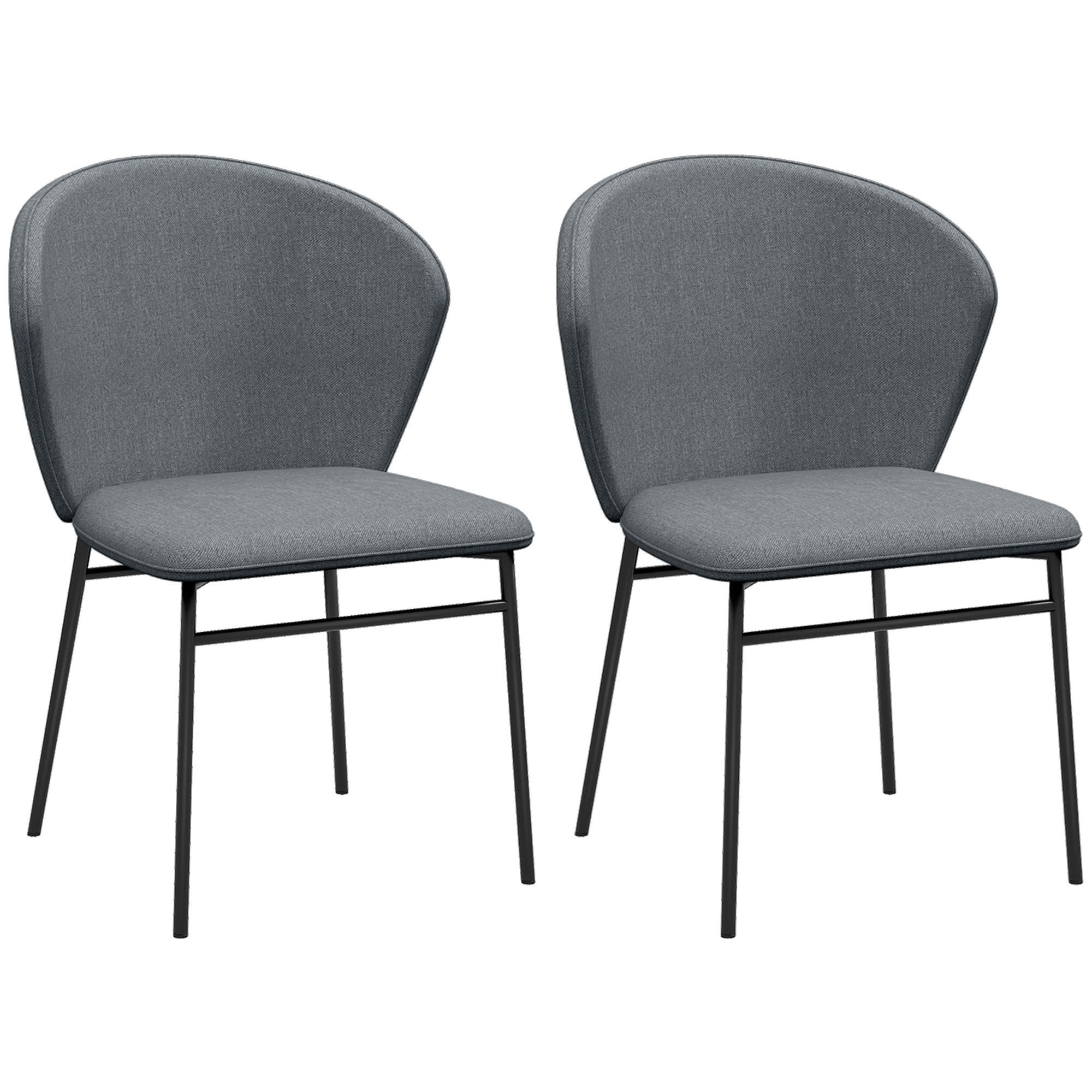 ESSZIMMERSTÜHLE 2er-Set DE-13308 Leinenoptik & stabile Stahlbeine Grau - Grau, Metall (55/80/52cm) - ComfortXL