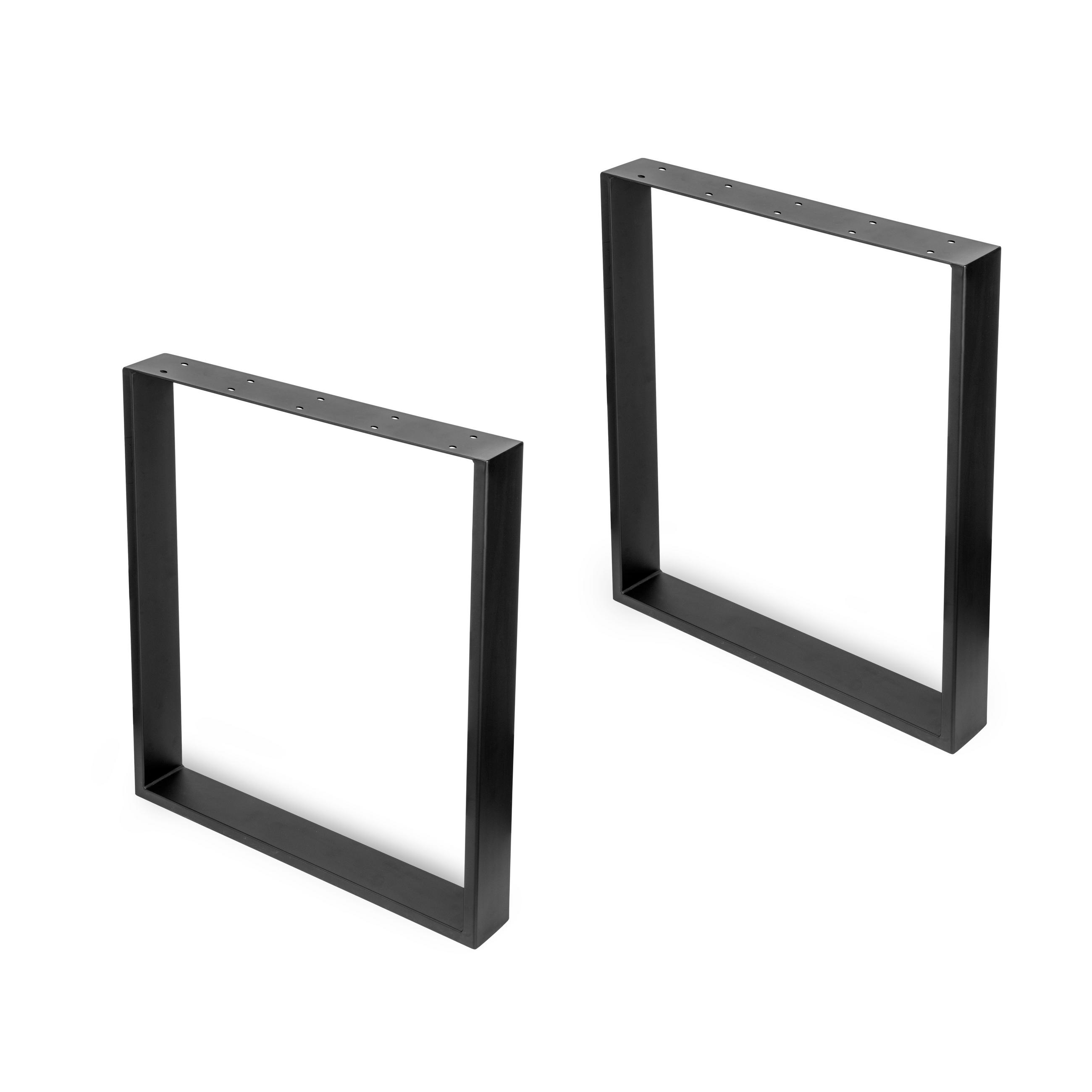 TISCHBEINE rechteckig Square Breite 600mm, Stahl, Schwarz lackiert - Schwarz, Metall (64/21/76cm) - EMUCA