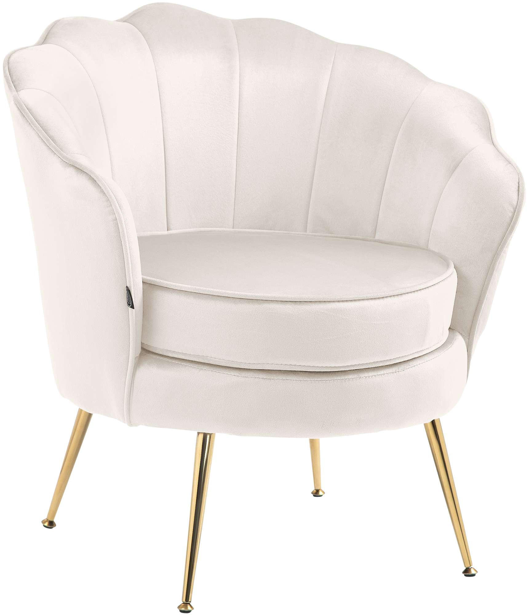 ARMLEHNENSTUHL Samt creme - Goldfarben/Creme, Textil/Metall (74/76/60cm) - CLP