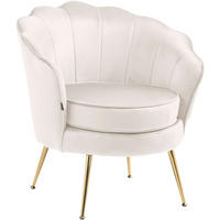 ARMLEHNENSTUHL Samt creme - Goldfarben/Creme, Textil/Metall (74/76/60cm) - CLP