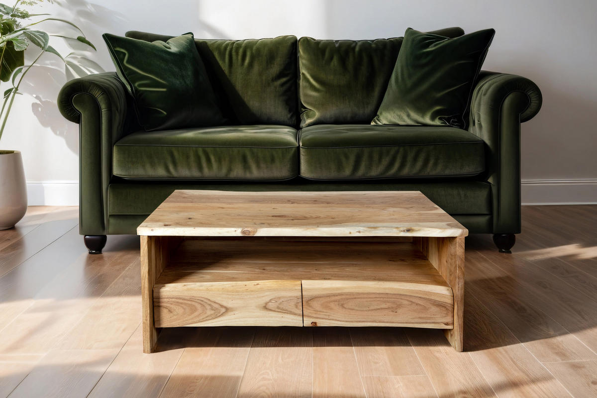 COUCHTISCH DAHLIA - Beige/Naturfarben, Akazienholz/Holz (60/110/45cm) - SAM