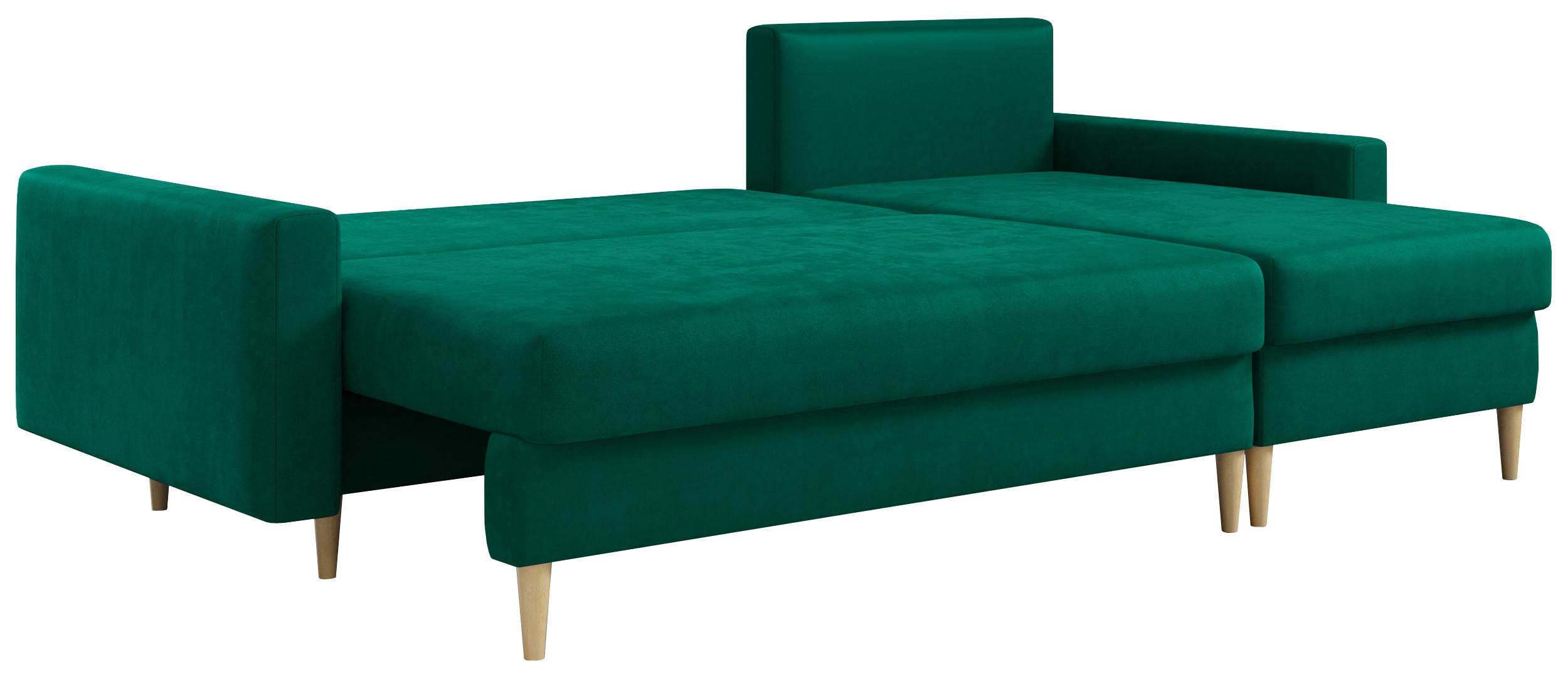 ECKSOFA Lang Velvet Dunkelgrün - Dunkelgrün/Braun, Holz/Textil (220/140cm) - MKS