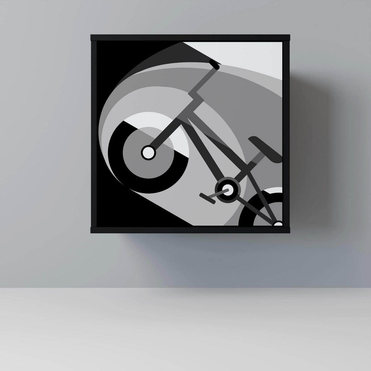 SIDEBOARD BIKE ENERGY, Schwarz, 57,5x42x70,5 cm, Schwarze Metall-Sternfüße - Multicolor/Schwarz, Holzwerkstoff/Metall (57.5/70.5/42cm) - SpaceRebels