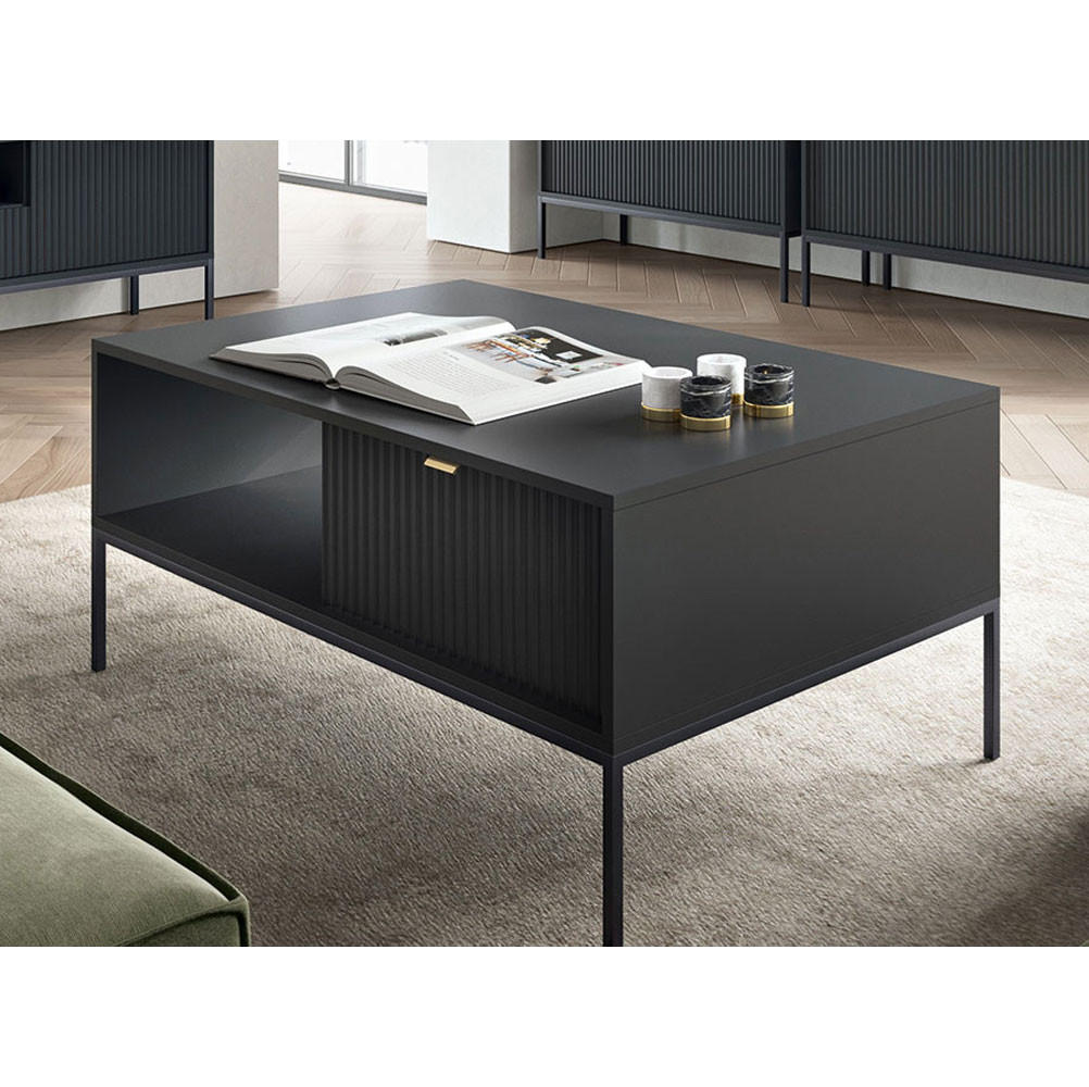 COUCHTISCH Nova schwarz 104 / 68 / 46cm - Goldfarben/Schwarz, Holz/Holzwerkstoff (68/104/46cm) - Feldmann-Wohnen