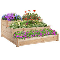 HOCHBEET, Naturfarben - Naturfarben, Holz (124/56/124cm) - Outsunny