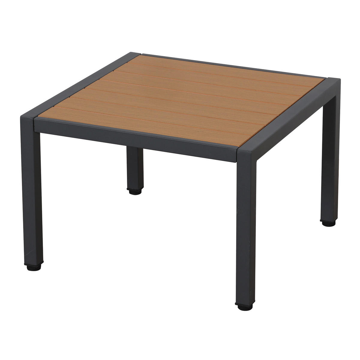 GARTENMÖBEL-SET mit Ecksofa, Beistelltisch und Couchtisch/Ottomane aus verzinktem Stahl und WPC, Grau/Schwarz - Grau, Metall - Redom