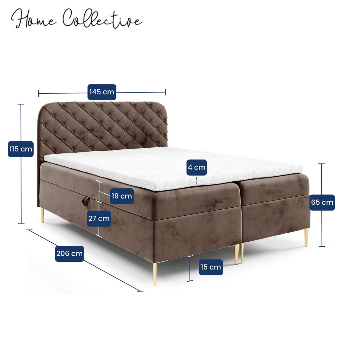 BOXBETT mit zwei Bettkasten 140x200 cm in Braun - Braun, Textil (140/200cm) - Home Collective