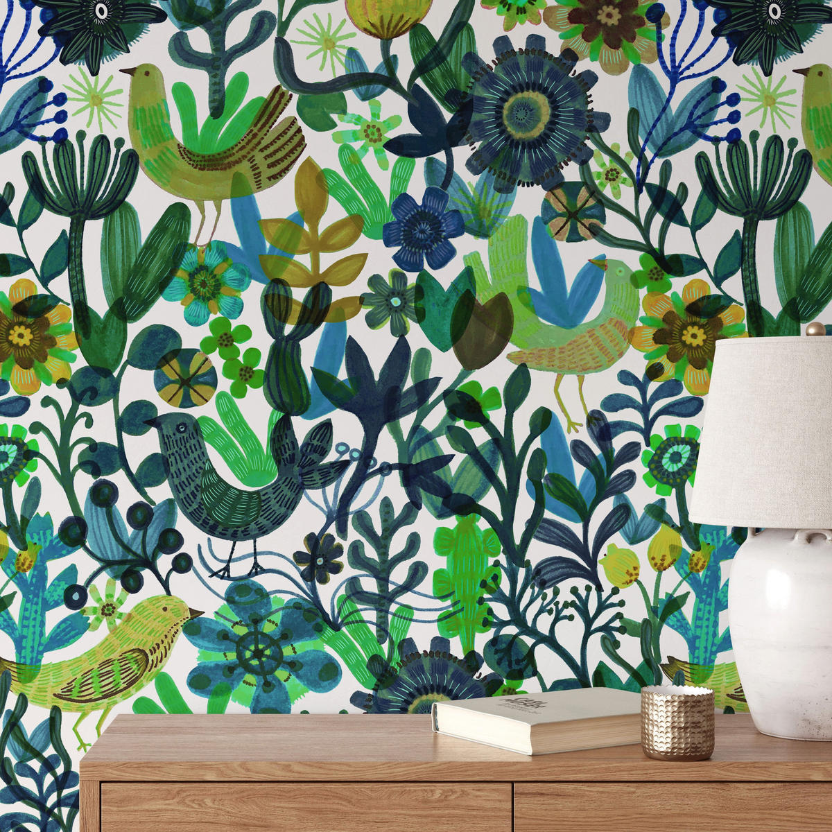 TAPETE Künstlerisch aus echtem Papier, 200x280cm, 8 Bögen - Blau, Papier (200/280cm) - WALLPAPERS4BEGINNERS