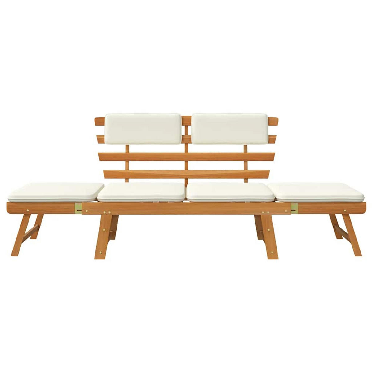 GARTENBANK 2-In-1 Mit Polstern 190 Cm Massivholz Akazie - Creme, Holz/Textil (190/75/68cm) - vidaXL