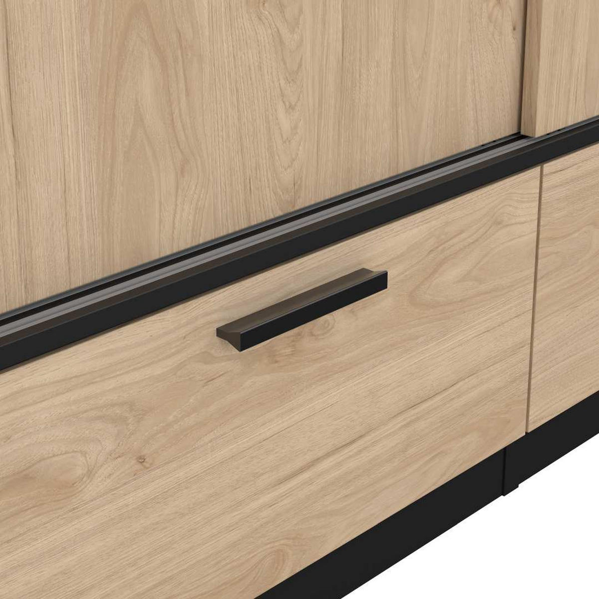 KLEIDERSCHRANK, Line, Nussbaum / Schwarz, Holzwerkstoff / Metall / Kunststoff, 122 x 61 x 201 cm - Nussbaumfarben/Schwarz, Holzwerkstoff/Metall (122/201/61cm) - ebuy24