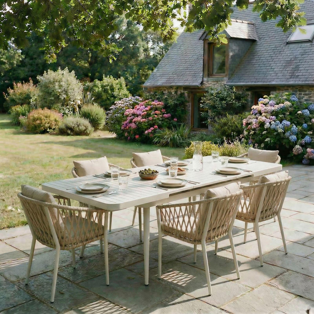 GARTENMÖBELSET SUNNY - Weiß, Metall - IDIMEX