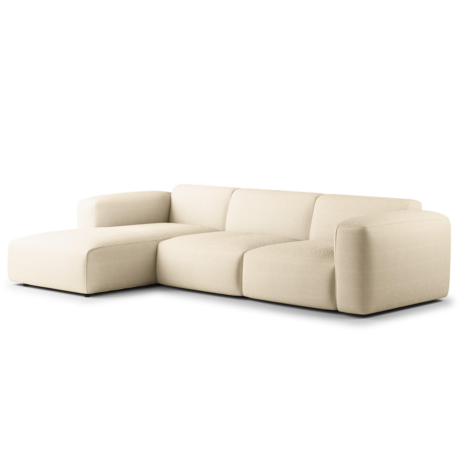 3-SITZER ECKSOFA mit Longchair - Beige/Schwarz, Kunststoff/Textil (284/173cm) - home24