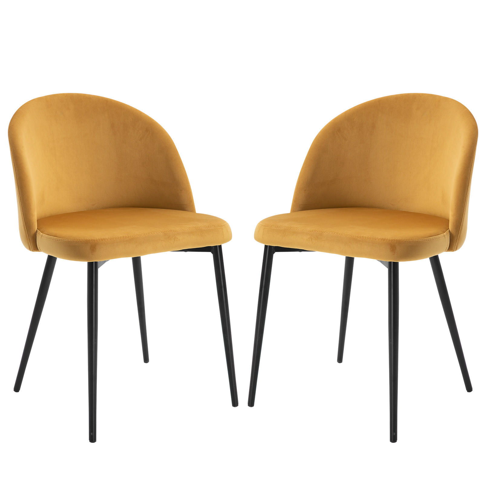ESSZIMMERSTÜHLE 2er-Set DE-13179 Skandinavisch & Veloursbezug Gelb - Gelb, Metall (50/77/49cm) - ComfortXL