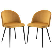 ESSZIMMERSTÜHLE 2er-Set DE-13179 Skandinavisch & Veloursbezug Gelb - Gelb, Metall (50/77/49cm) - ComfortXL