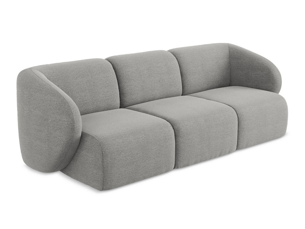 3-SITZER SOFA Bouclé Stoff Grau - Hellgrau/Schwarz, Holzwerkstoff/Kunststoff (244/75/94cm) - Makamii
