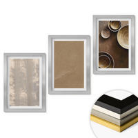 WANDBILDER 3er Set - 20x30 cm Silberner Rahmen - Minimalistische Texturstrukturen - Silberfarben, Kunststoff (20/30cm) - ArtPrintCave