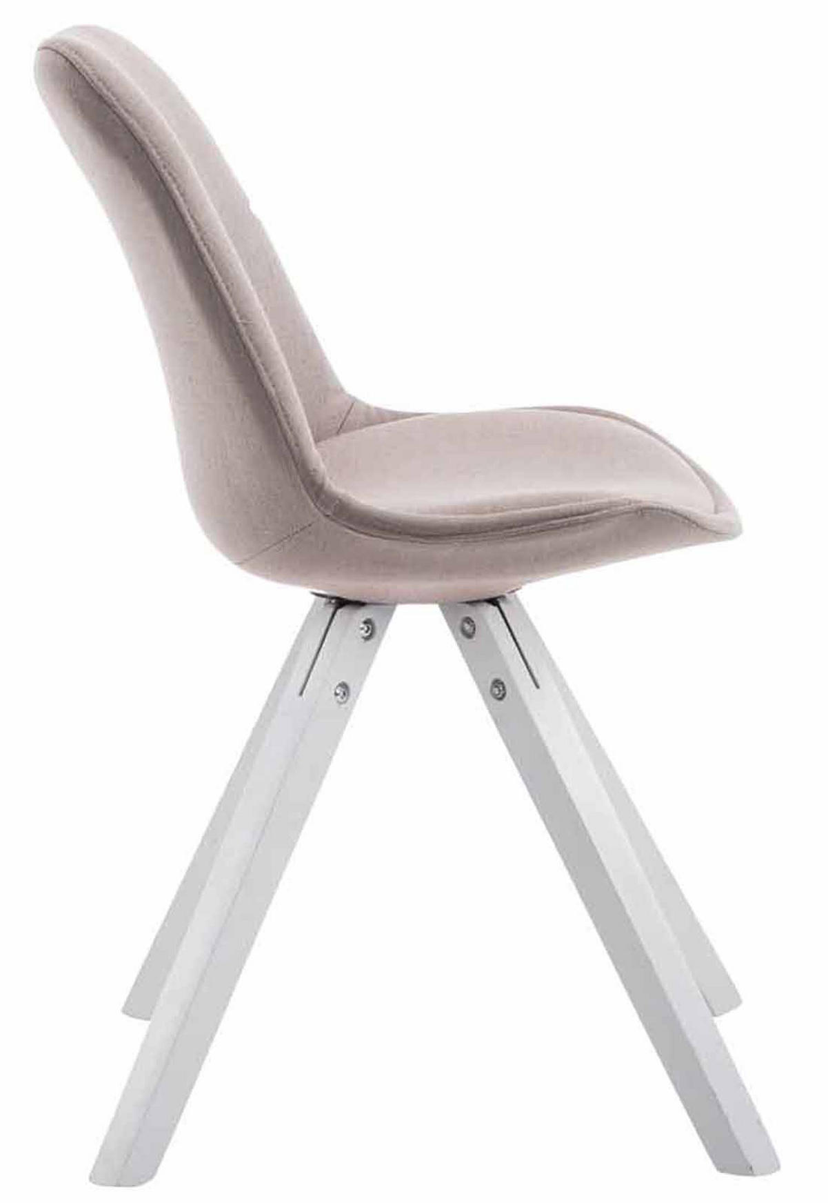 BESUCHERSTUHL Toulon, 4er Set Stoff, Gestell Holz Square Weiß Taupe - Weiß/Grau, Holz/Buchenholz (48/83/56cm) - TPFLiving