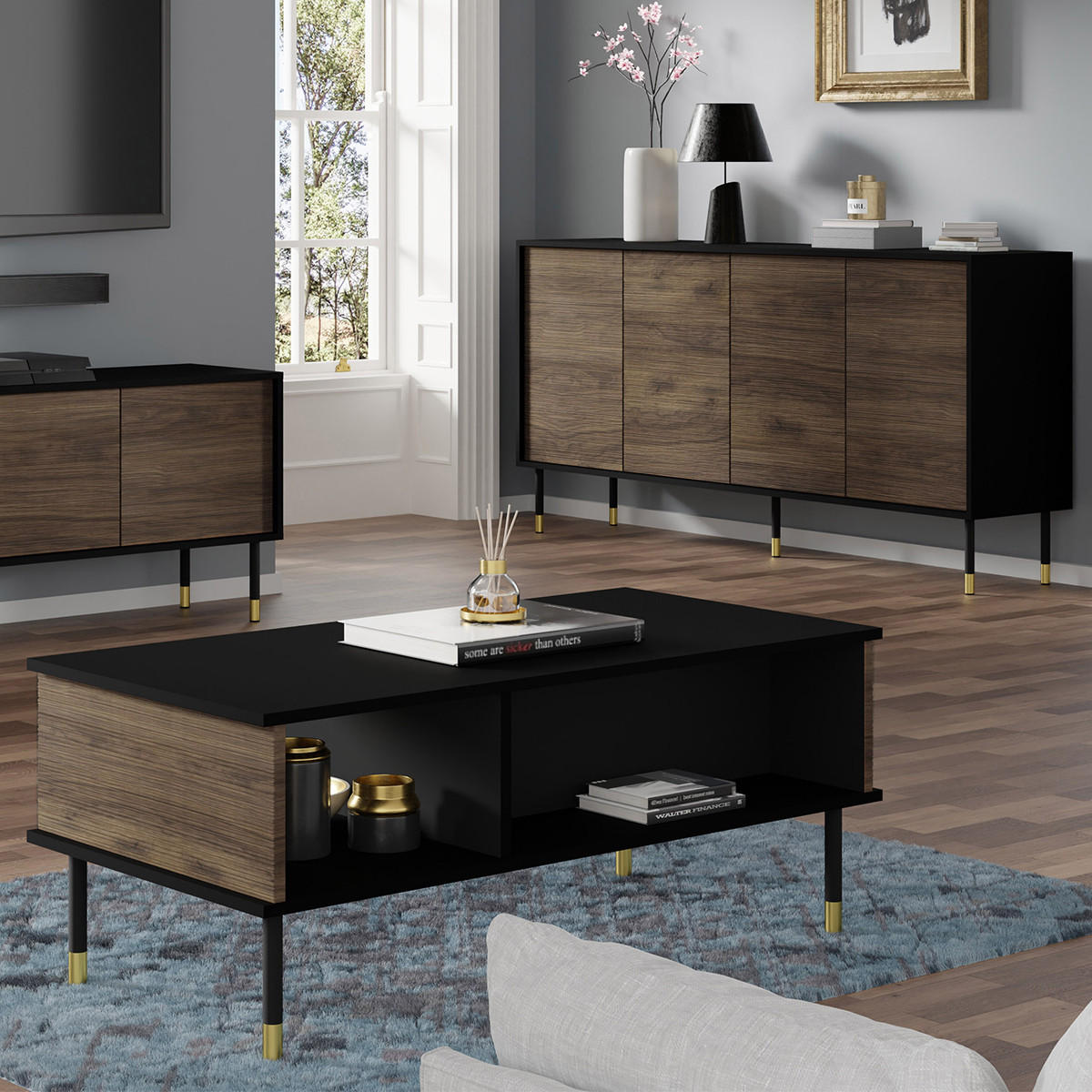 COUCHTISCH Rani Holz und Schwarz - Schwarz, Holzwerkstoff (55/110/45cm) - Petits-meubles