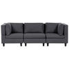 3-SITZER-SOFA Leinenoptik dunkelgrau Unstad - Schwarz/Grau, Textil (228/72/76cm) - Beliani