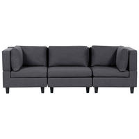 3-SITZER-SOFA Leinenoptik dunkelgrau Unstad - Schwarz/Grau, Textil (228/72/76cm) - Beliani