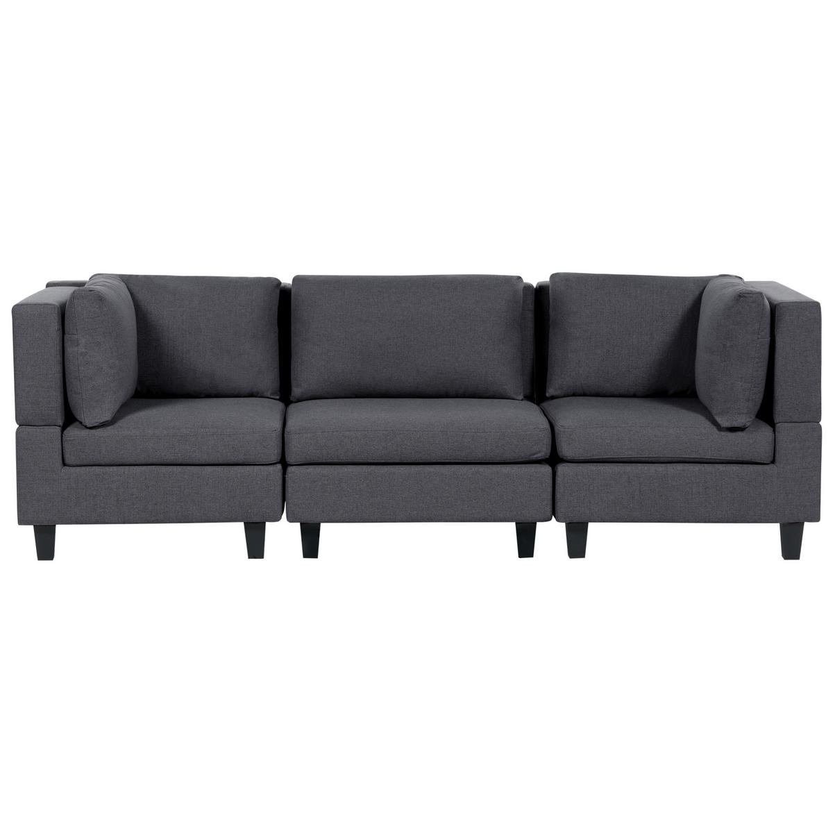 3-SITZER-SOFA Leinenoptik dunkelgrau Unstad - Schwarz/Grau, Textil (228/72/76cm) - Beliani