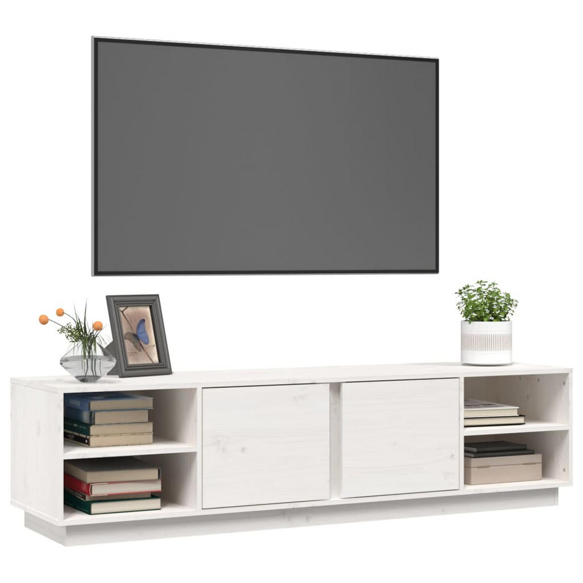 TV-SCHRANK Weiß 156/40/40 Cm Massivholz Kiefer - Weiß, Holz (156/40/40cm) - vidaXL